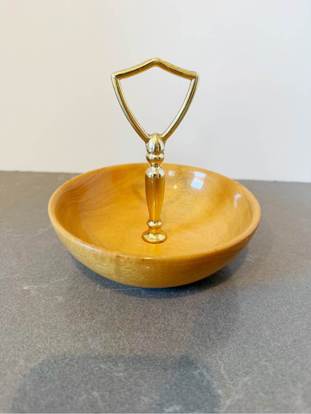 Vintage Oregon Myrtlewood Trinket Serving Dish Honey Wood